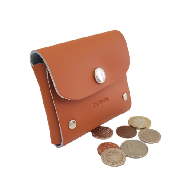 Handmade Leather Simple Coin Purse - Burnt Orange