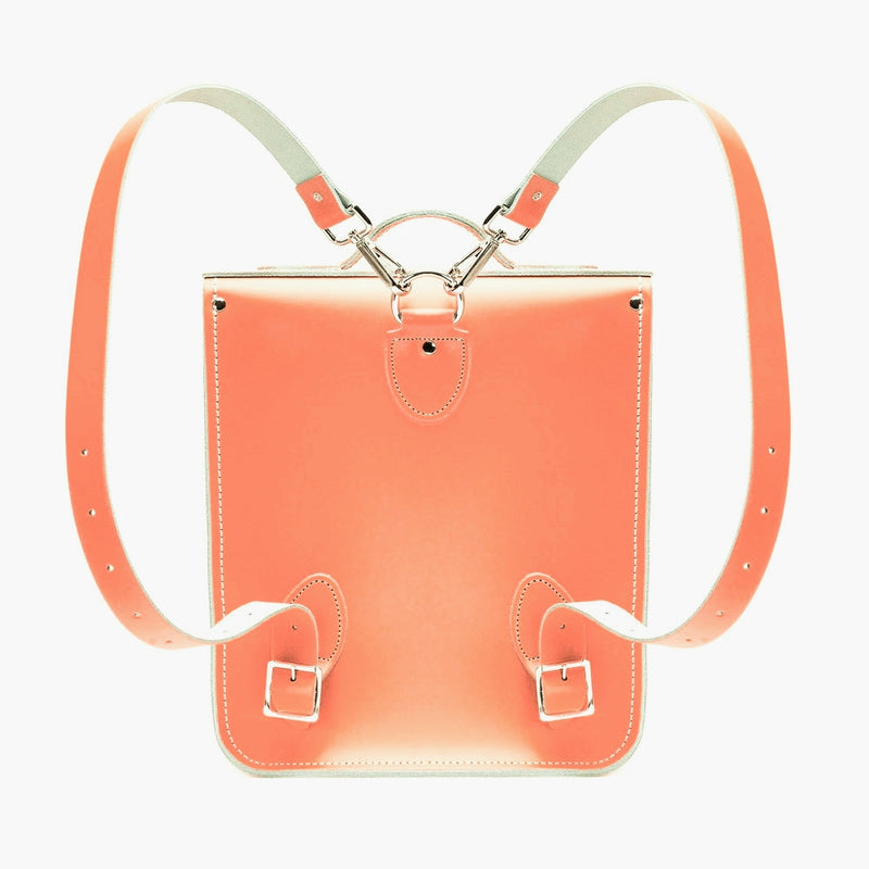 Handmade Leather City Backpack - Coral