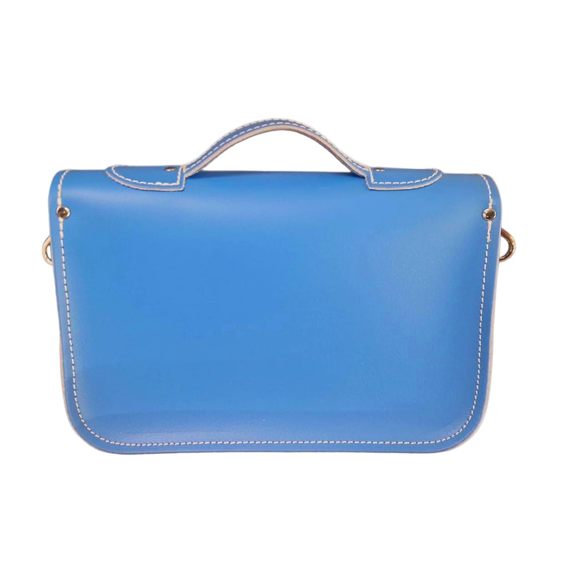 Leather Satchel - 11.5'' Cornflower Blue - In Stock & Ready to Ship