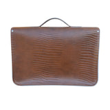 Leather 16'' Mock Croc Satchel - Tan - In Stock & Ready to Ship