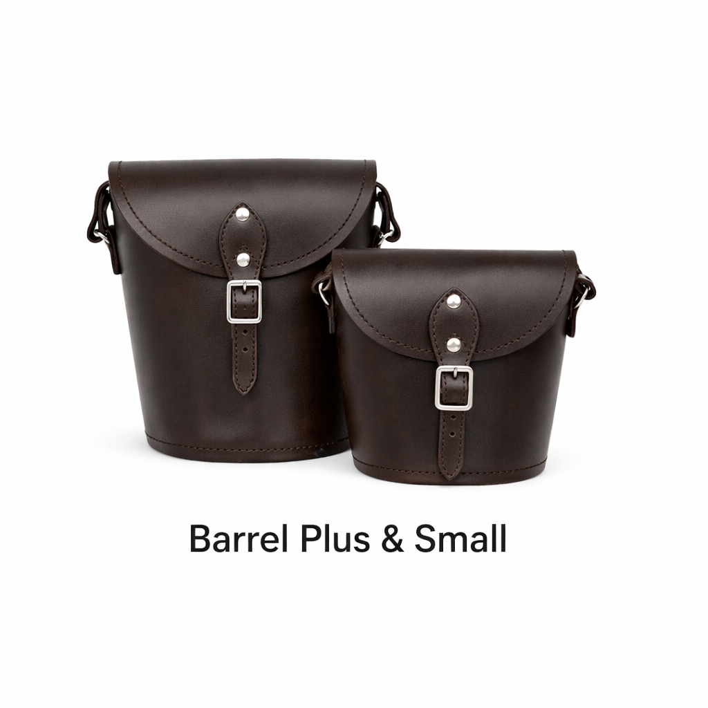 Handmade Leather Barrel Bag - Dark Brown