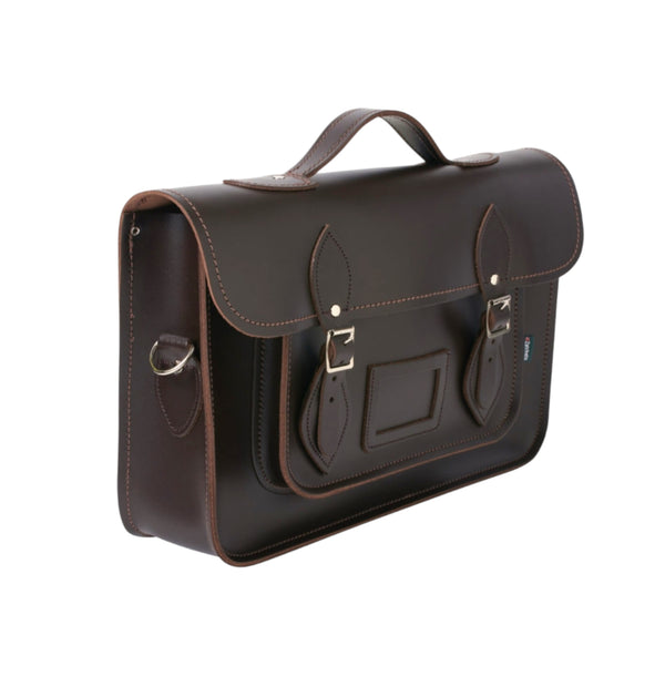 Leather Backpack Satchel Dark Brown 14.5'' - In Stock & Ready to Ship