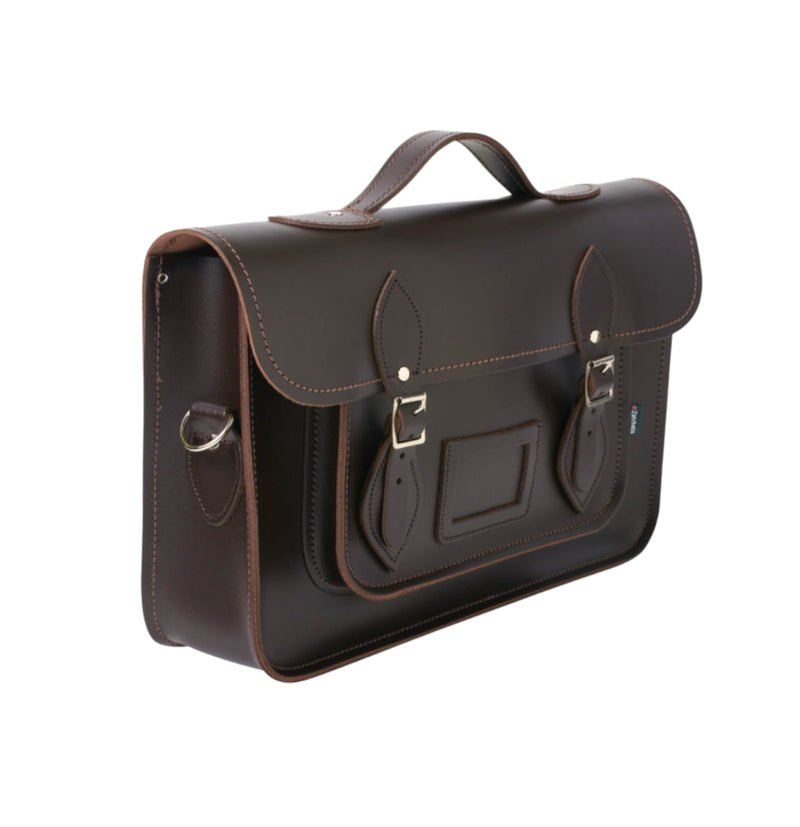 Leather Backpack Satchel Dark Brown 14.5'' - In Stock & Ready to Ship