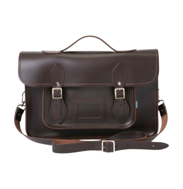 Leather Backpack Satchel Dark Brown 14.5'' - In Stock & Ready to Ship
