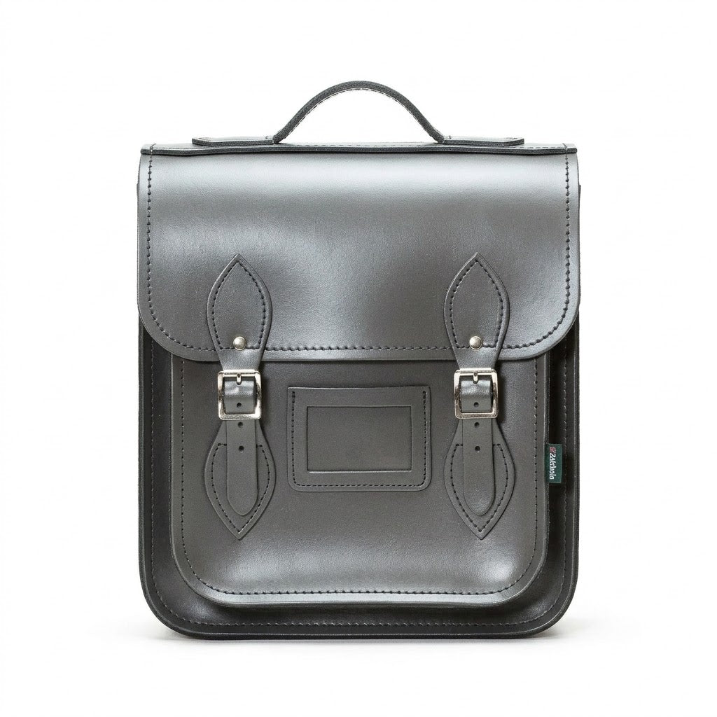 Handmade Leather City Backpack - Graphite Grey