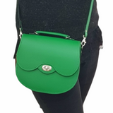 Handmade Leather Twist Lock Saddle Bag - Green