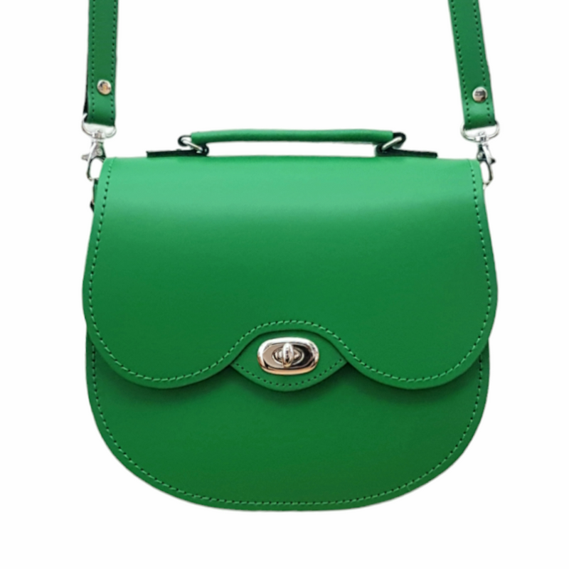 Handmade Leather Twist Lock Saddle Bag - Green