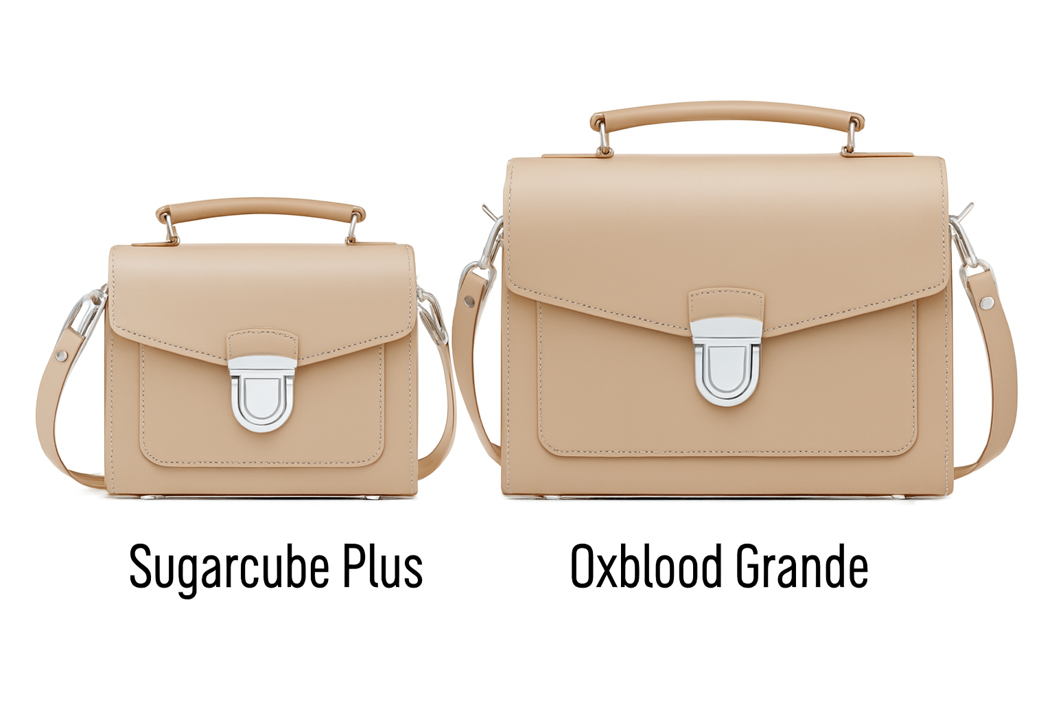 Handmade Leather Sugarcube Handbag - Iced Coffee