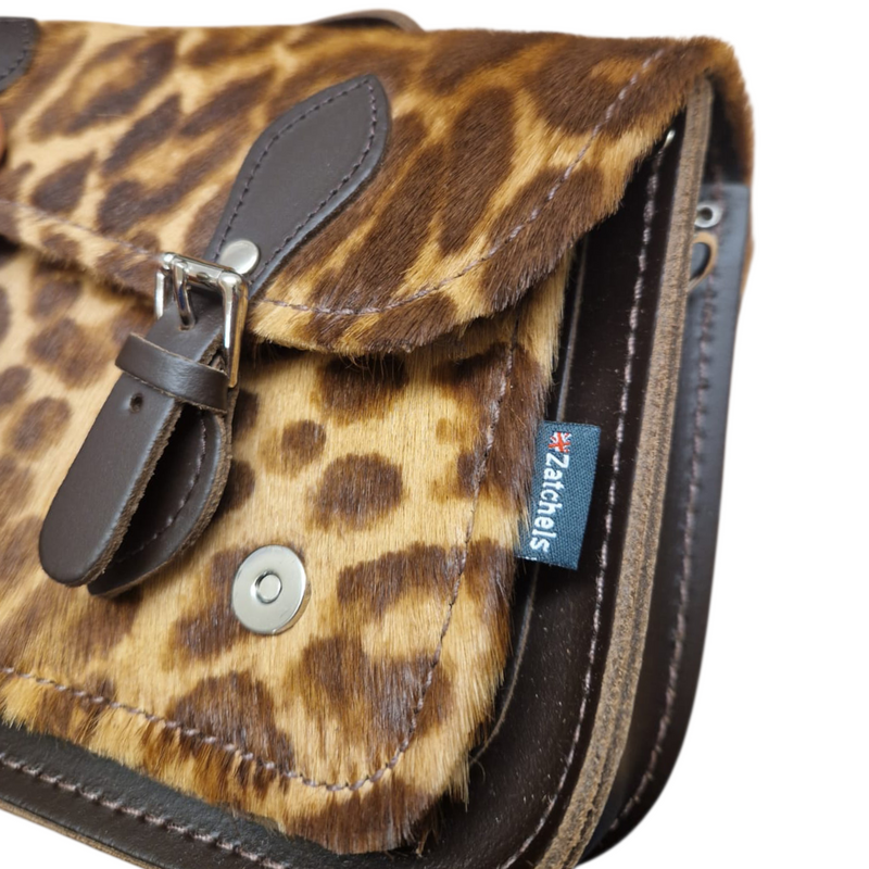 Leather Midi Satchel - Leopard Print - In Stock & Ready to Ship