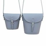 Handmade Leather Barrel Bag - Lilac Grey