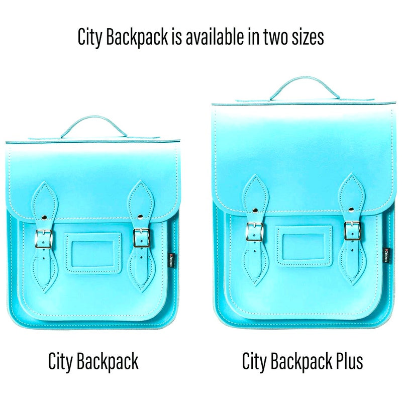 Handmade Leather City Backpack - Limpet -Shell Blue