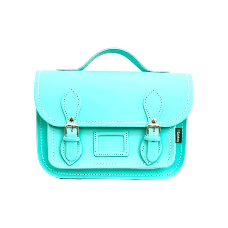 Leather Midi Satchel - Limpet - Shell Blue