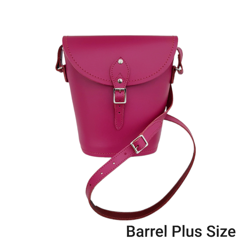 Handmade Leather Barrel Bag - Magenta