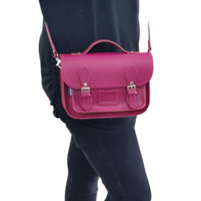 Leather Midi Satchel - Magenta