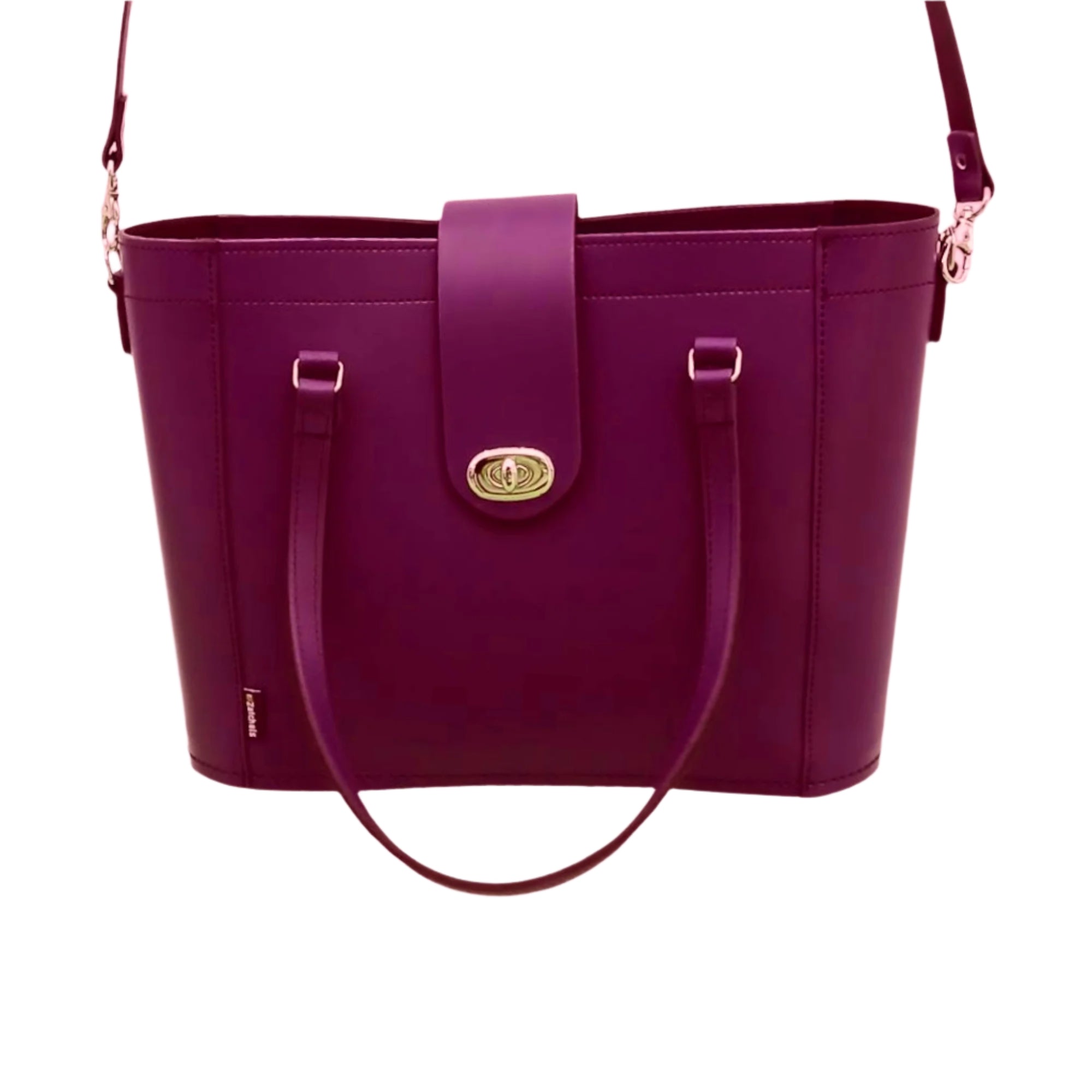 Leather Mini Twist Lock Shopper Bag - Magenta