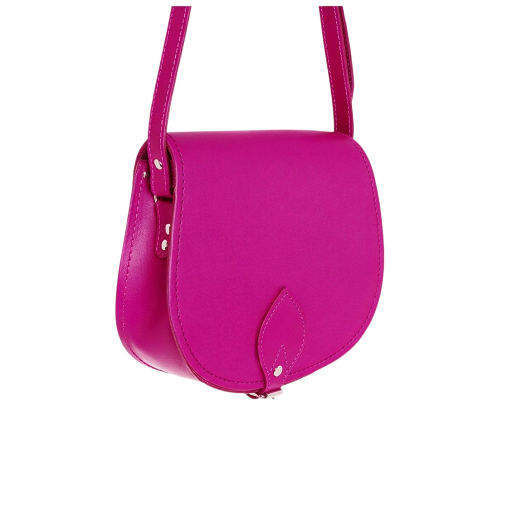 Handmade Leather Saddle Bag - Magenta