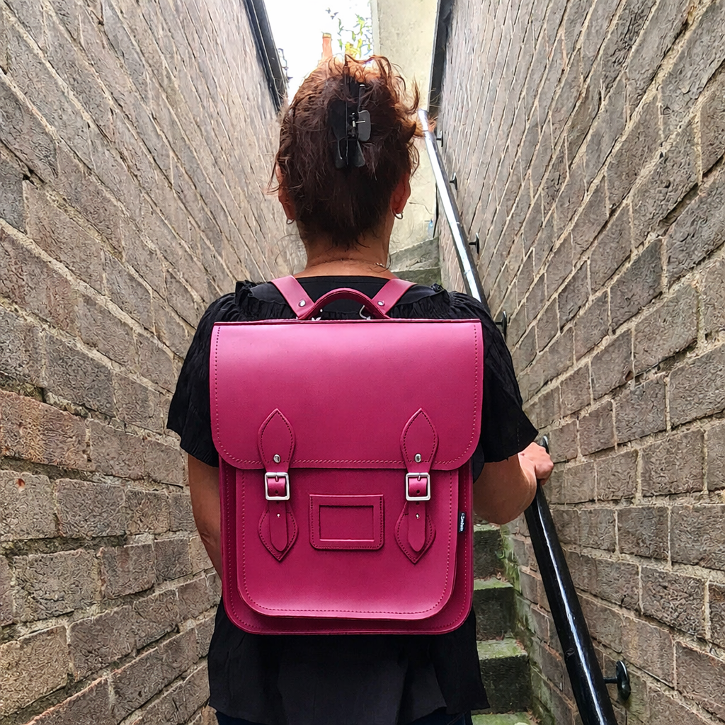 Handmade Leather City Backpack - Magenta