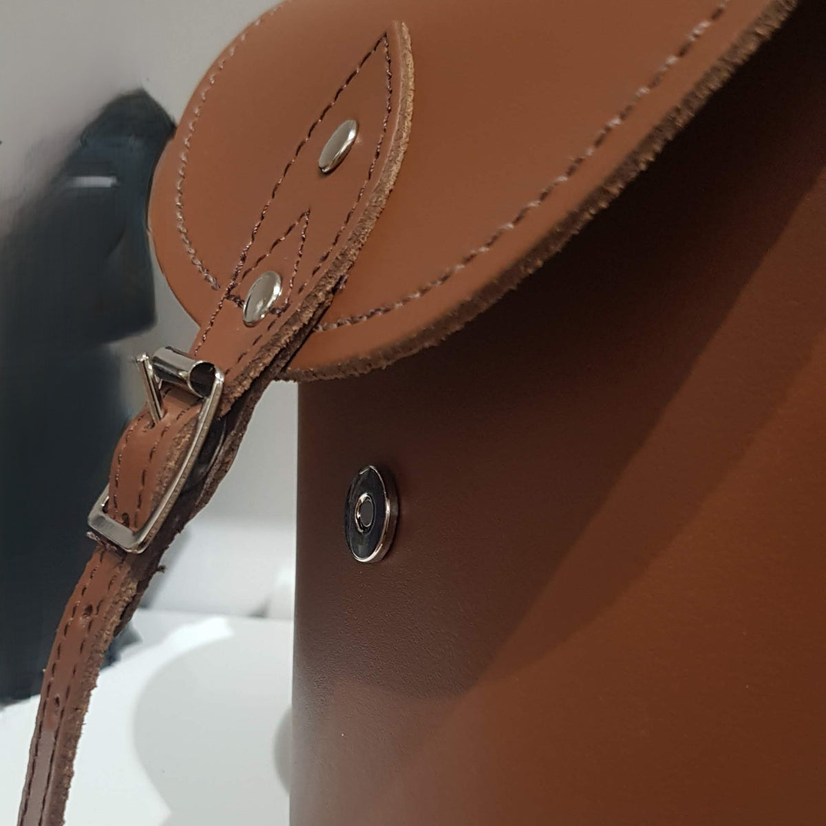 Leather Barrel Bag Plus - Chestnut Brown -In Stock & Ready to Ship