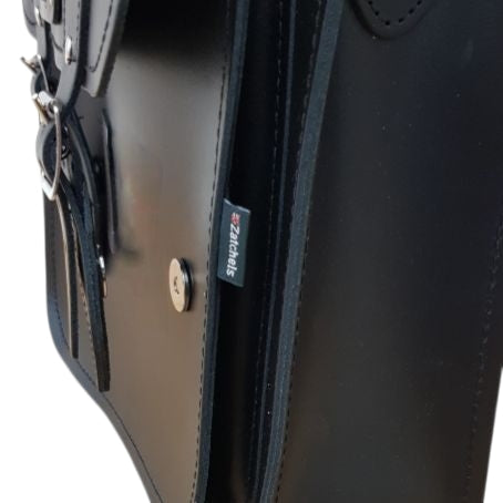 Leather Satchel  with Magnetic Fasteners - Black 11.5'' - In Stock & Ready to Ship