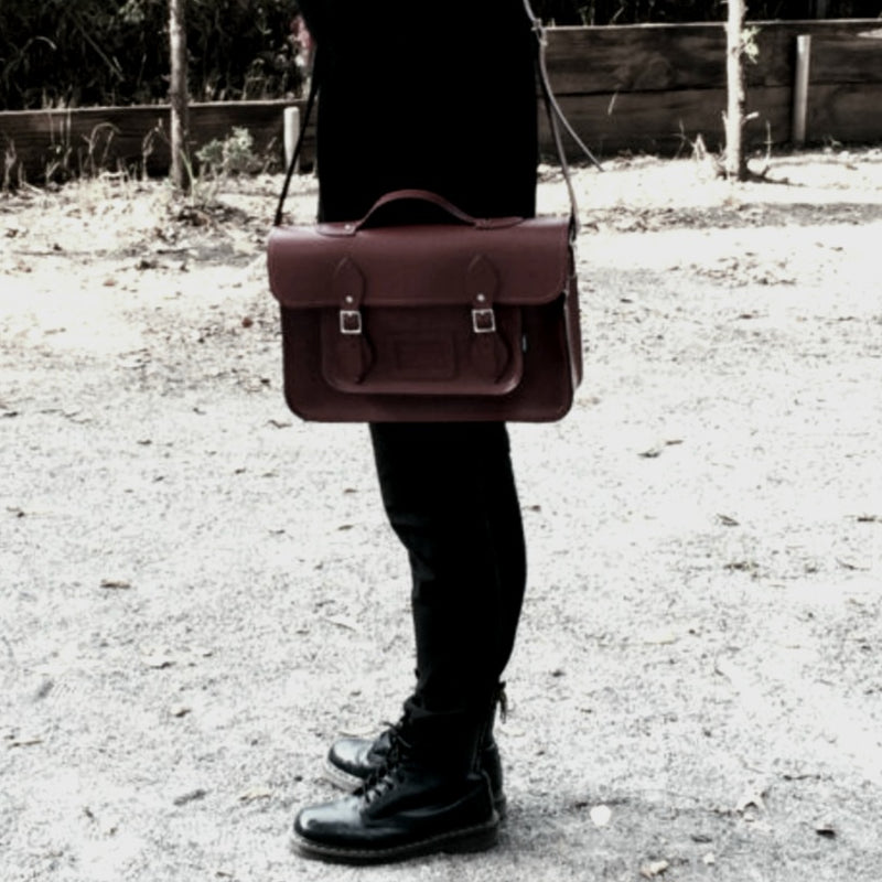 Leather Backpack Satchel Marsala Red 16'' - In Stock & Ready to Ship