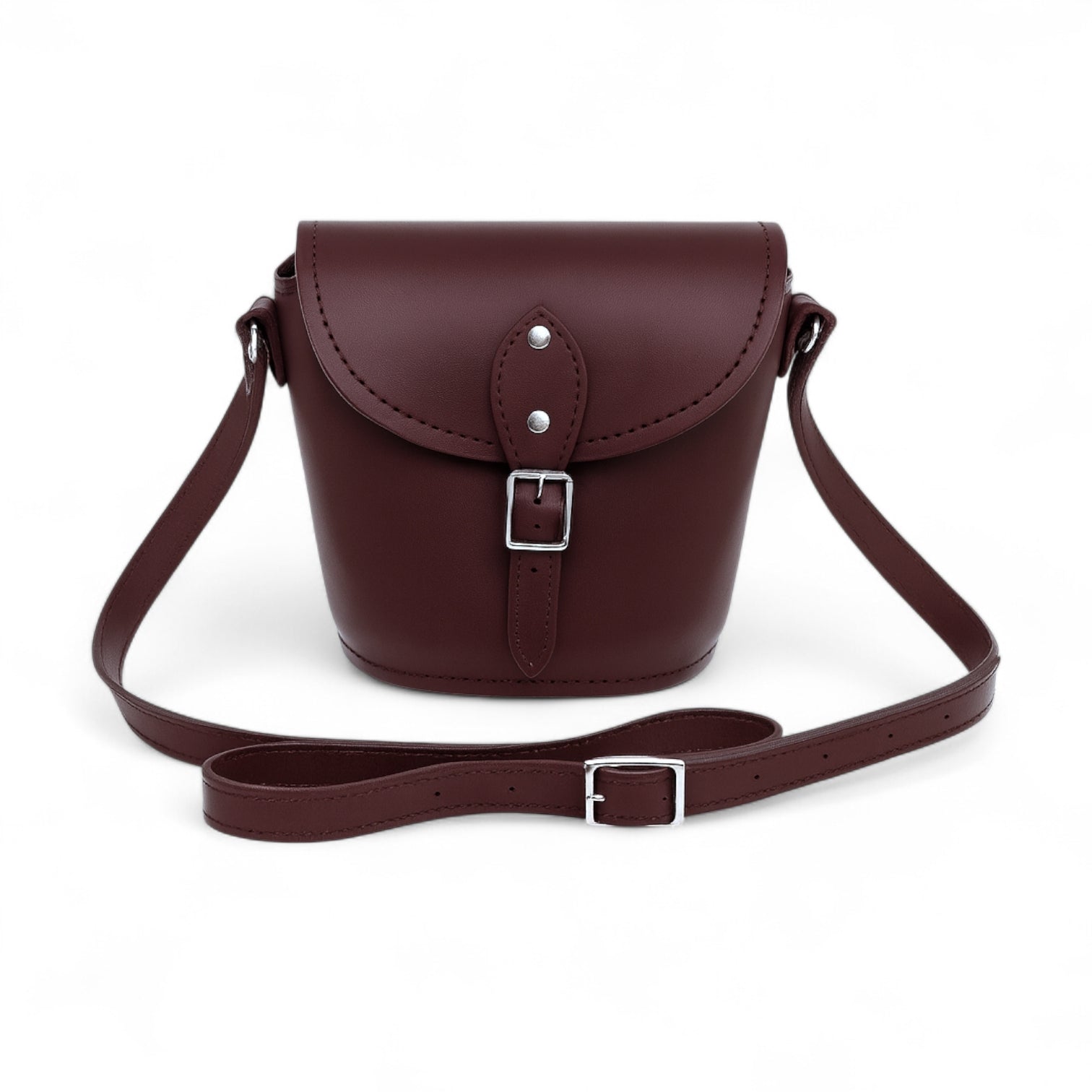 Handmade Leather Barrel Bag - Marsala Red