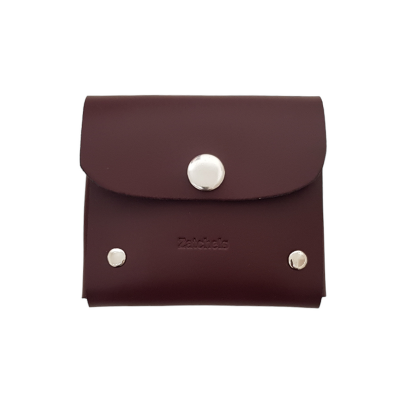 Handmade Leather Simple Coin Purse Marsala Red