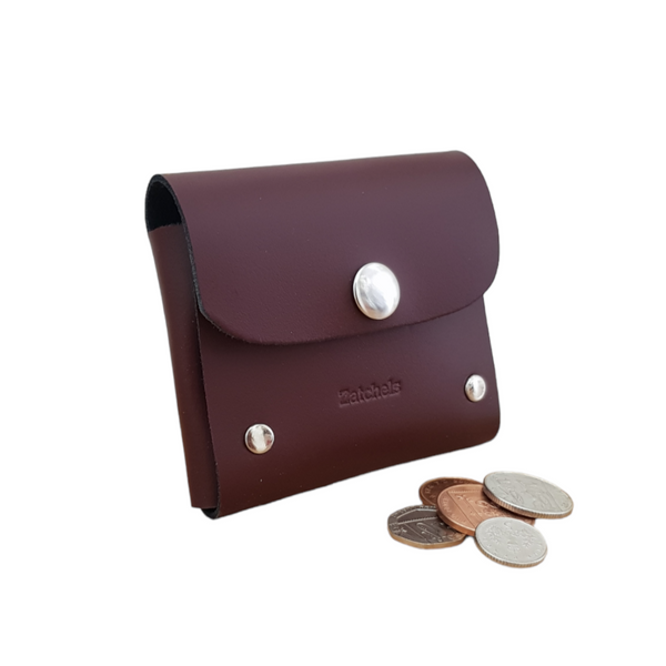 Handmade Leather Simple Coin Purse - Marsala Red