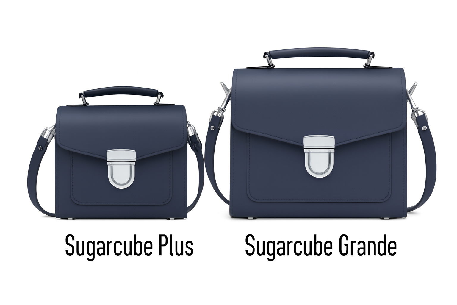 Handmade Leather Sugarcube Handbag - Navy