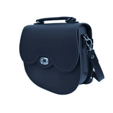 Handmade Leather Twist Lock Saddle Bag - Navy