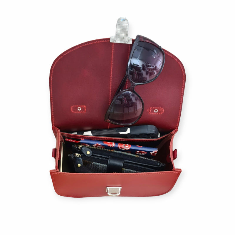 Olympia Handmade Leather Bag - Magenta