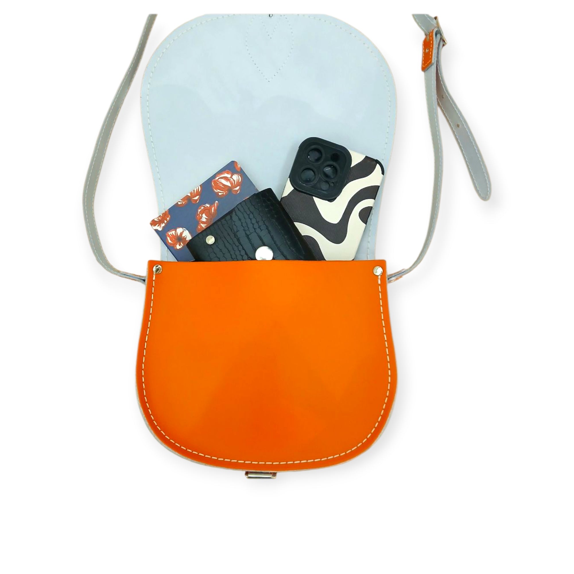 Handmade Leather Saddle Bag - Orange