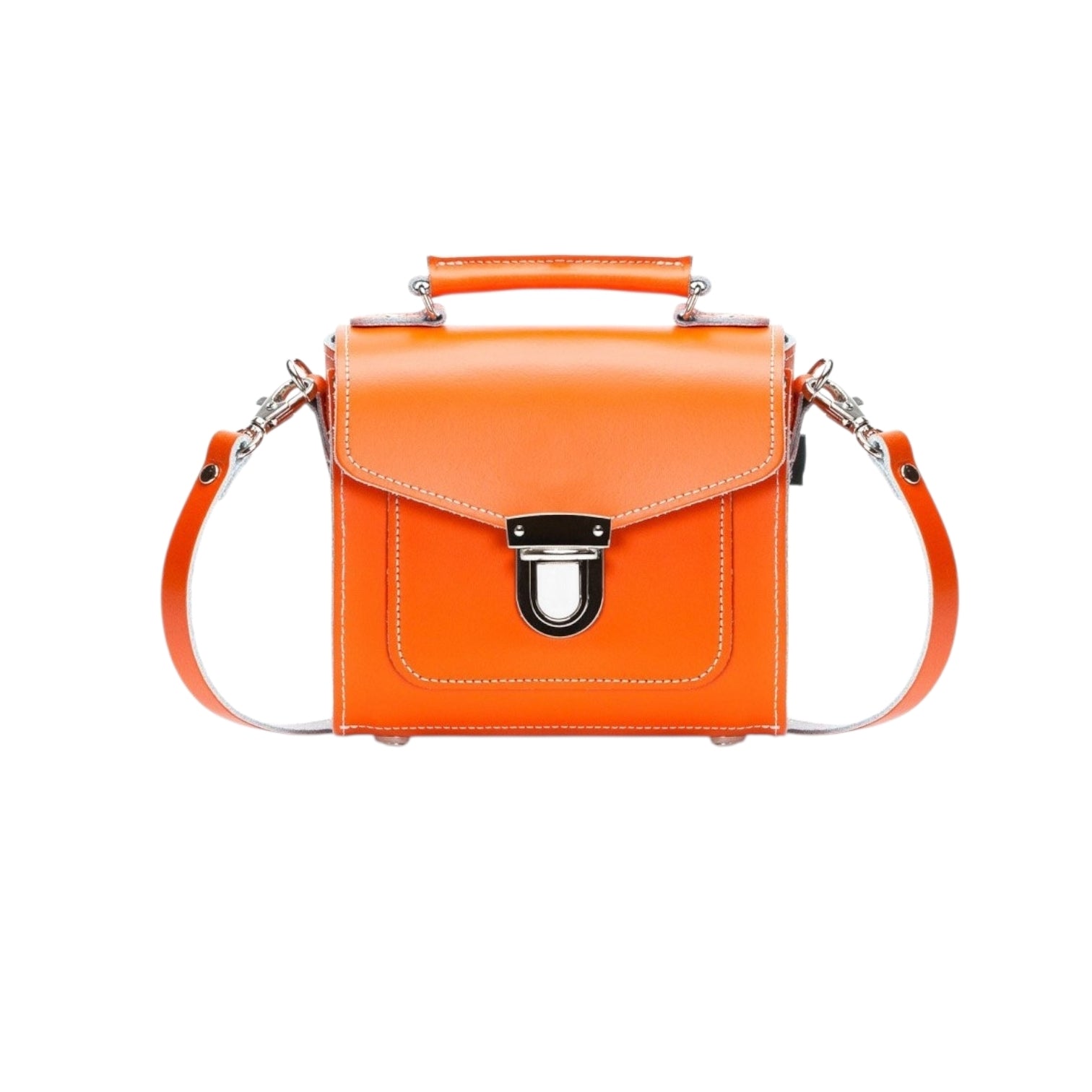 Handmade Leather Sugarcube Handbag - Orange