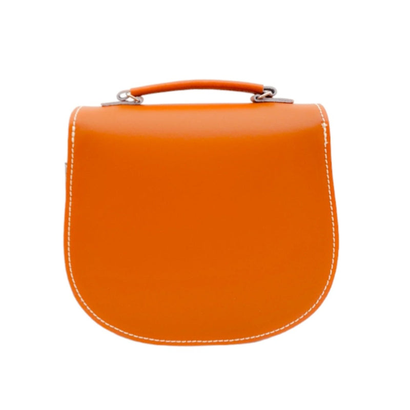 Handmade Leather Twist Lock Saddle Bag - Orange