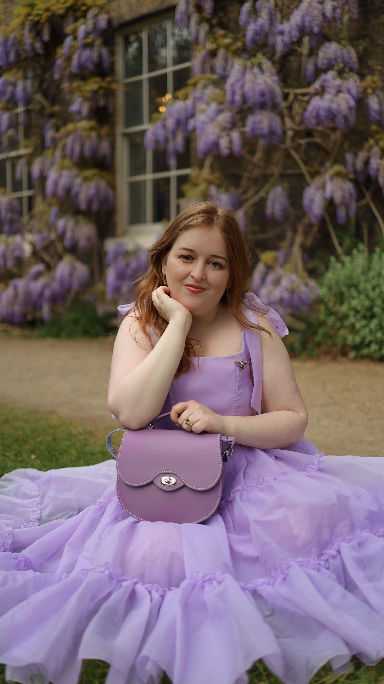 Handmade Leather Twist Lock Saddle Bag - Pastel Violet