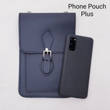 Handmade Leather Mobile Phone Pouch Plus - Black