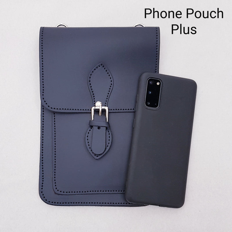 Handmade Leather Mobile Phone Pouch - Black