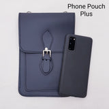 Handmade Leather Mobile Phone Pouch Plus - Navy Blue