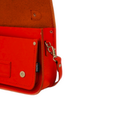 Leather Midi Satchel - Pillar Box Red