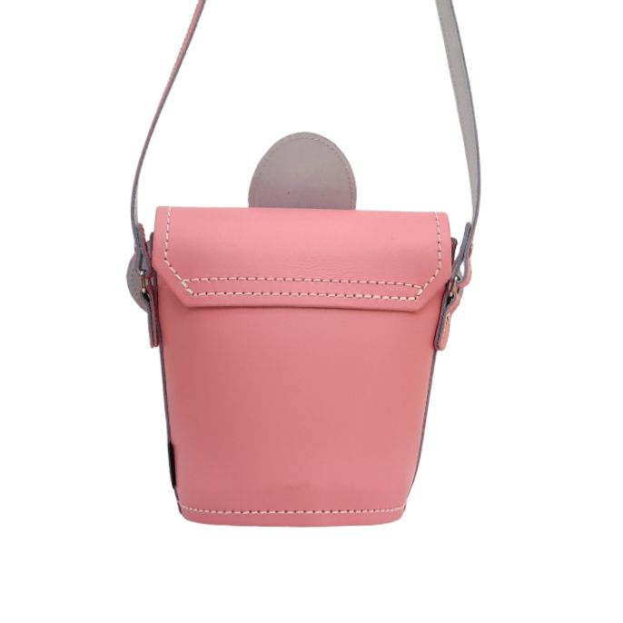 Handmade Leather Daisy Barrel Bag - Pastel Pink