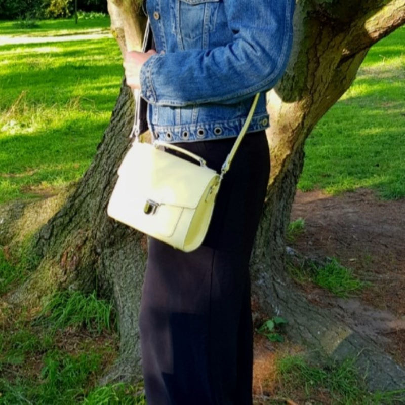 Handmade Leather Sugarcube Handbag - Primrose Yellow