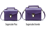 Handmade Leather Sugarcube Handbag - Purple