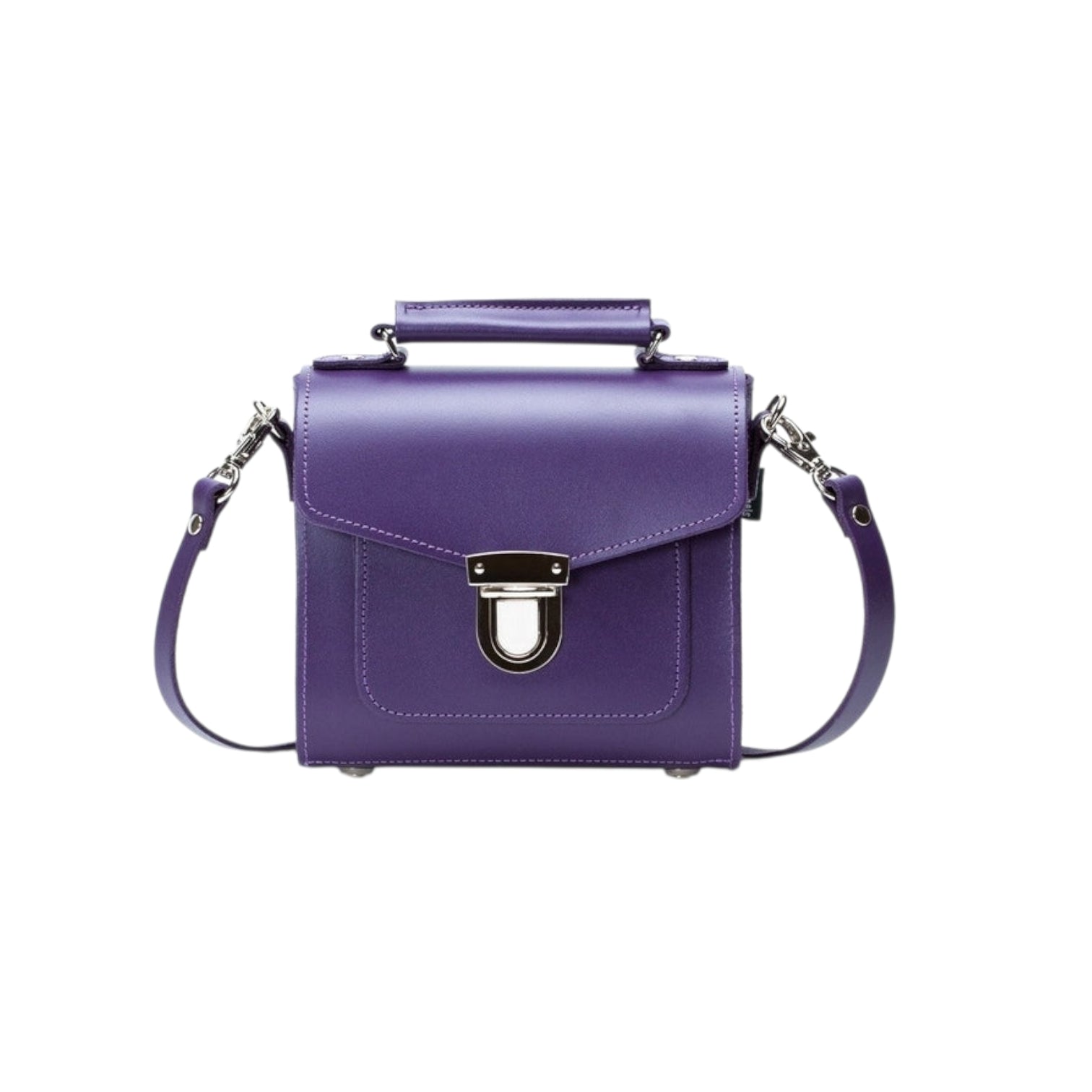 Zatchels Handmade Leather Sugarcube Handbag - Purple