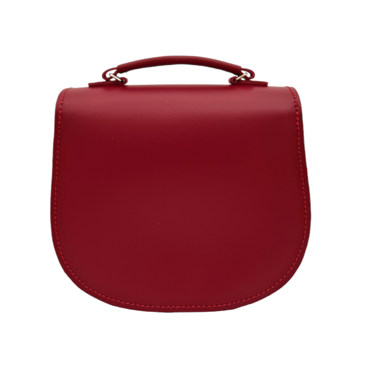 Handmade Leather Twist Lock Saddle Bag - Red