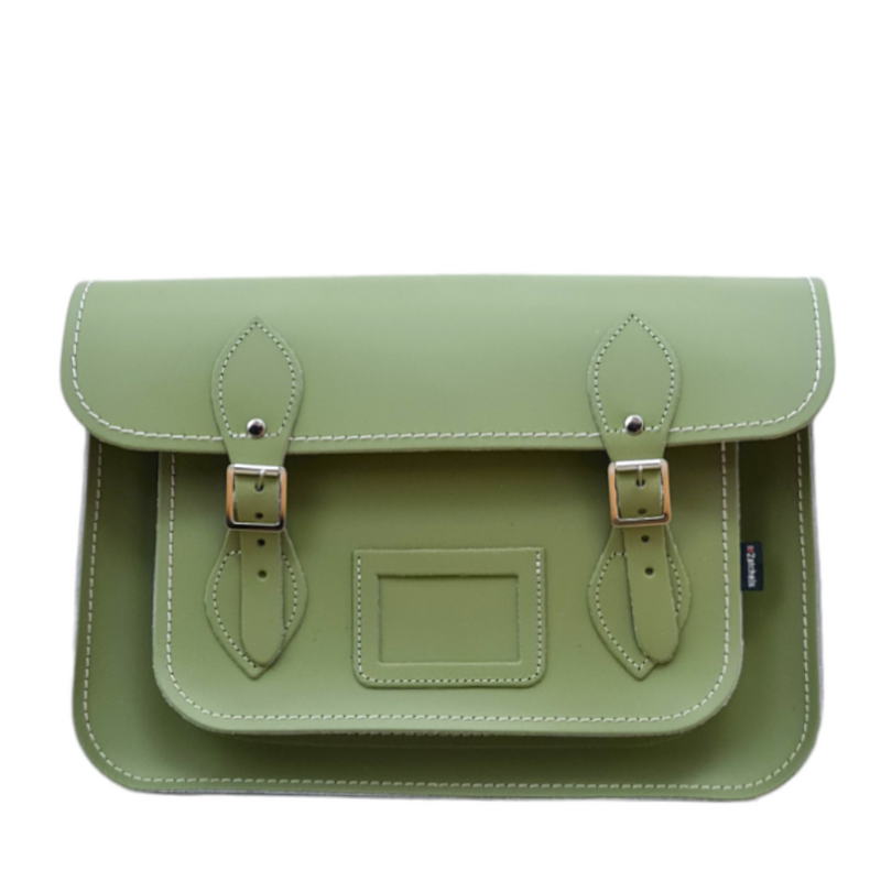 Handmade Leather Satchel - Sage Green