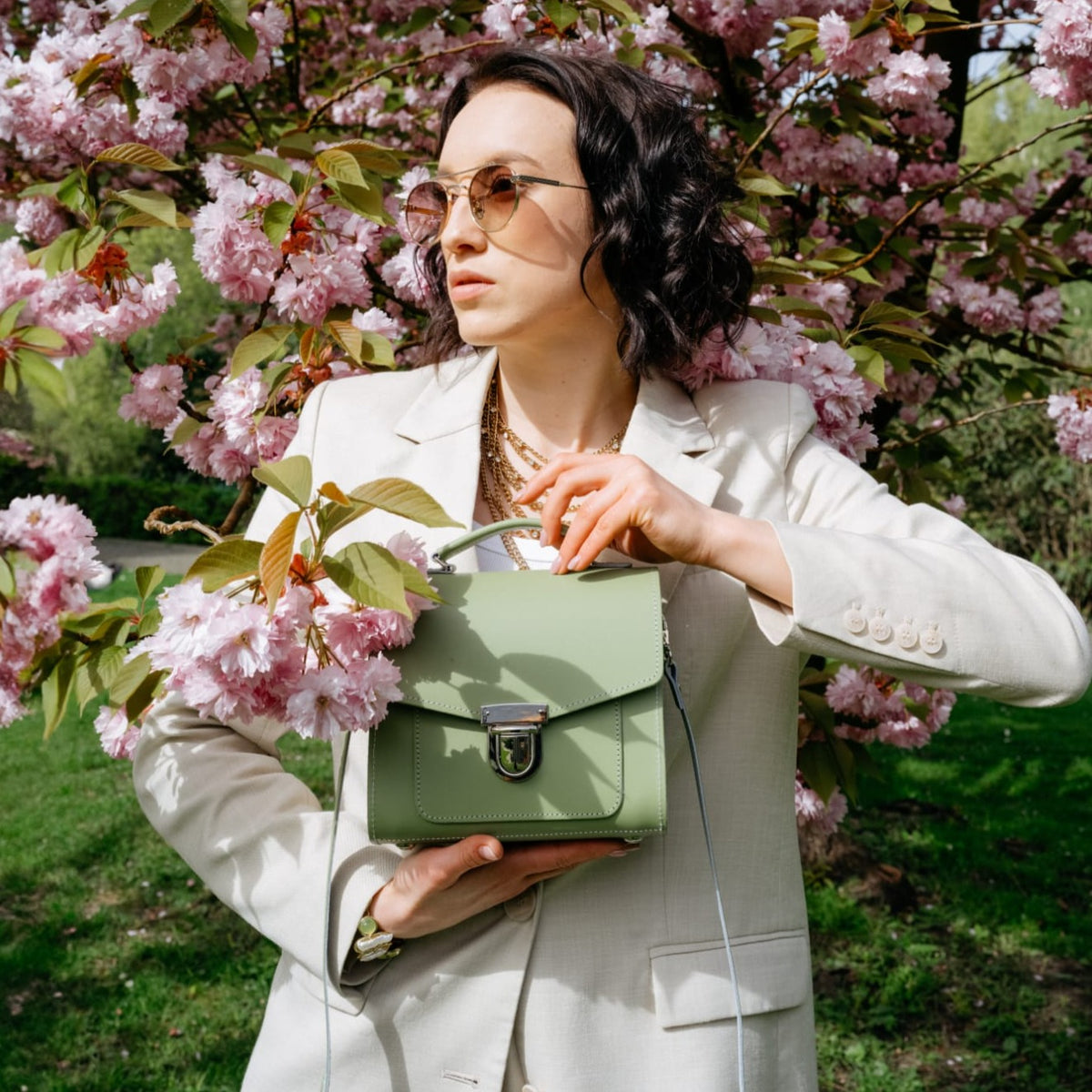 Sage Green Leather Sugarcube by Zatchels |