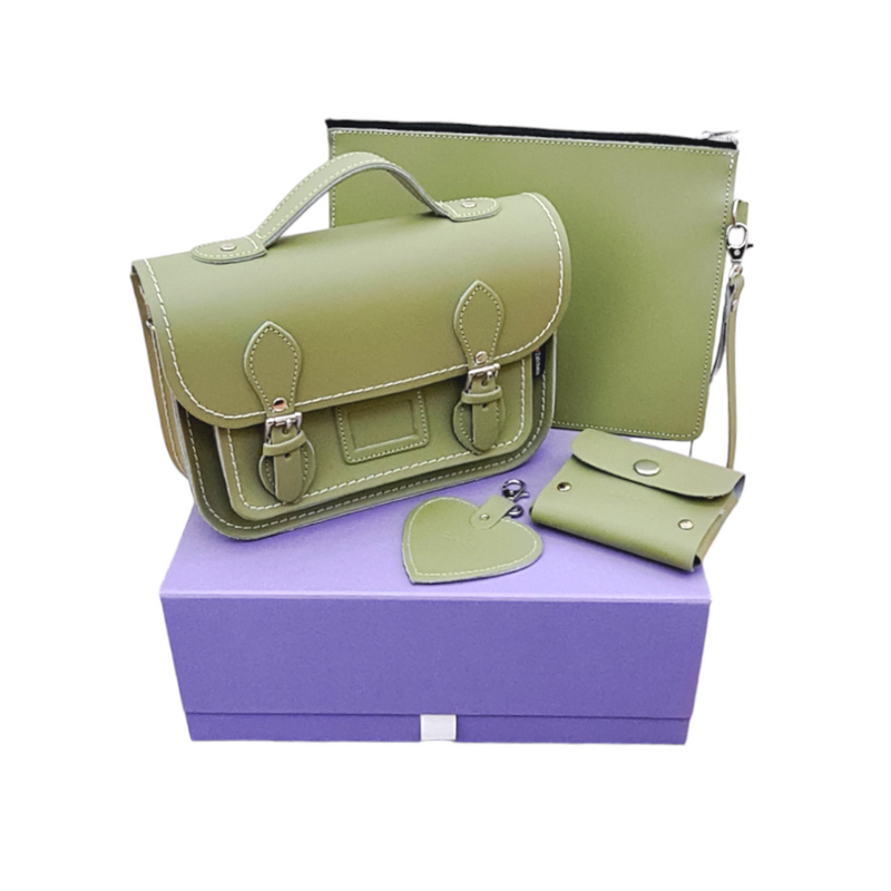 Handmade Leather Midi Collection Gift Set - Sage - Green