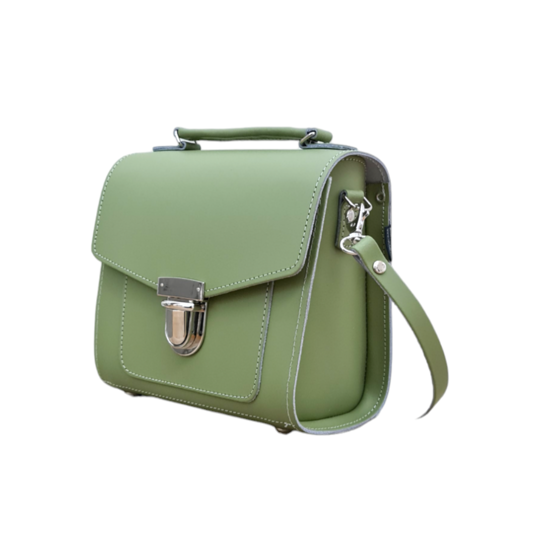 Handmade Leather Sugarcube Plus Handbag - Sage Green  In Stock & Ready to Ship