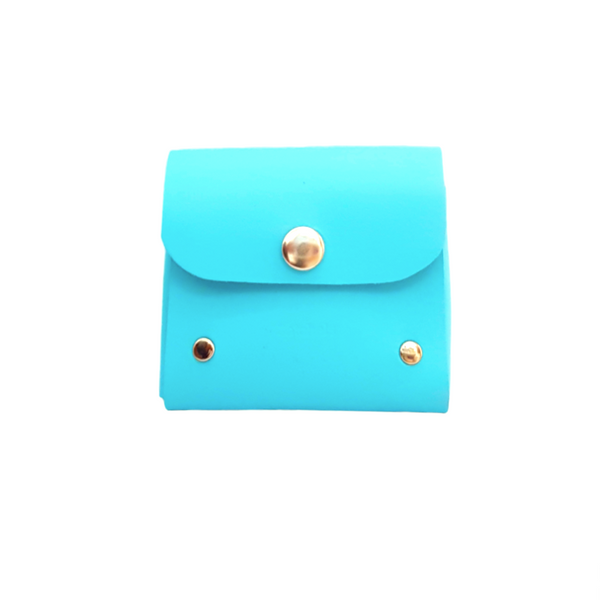 Handmade Leather Simple Coin Purse - Shell Blue