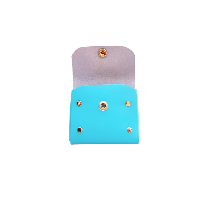 Handmade Leather Simple Coin Purse - Shell Blue