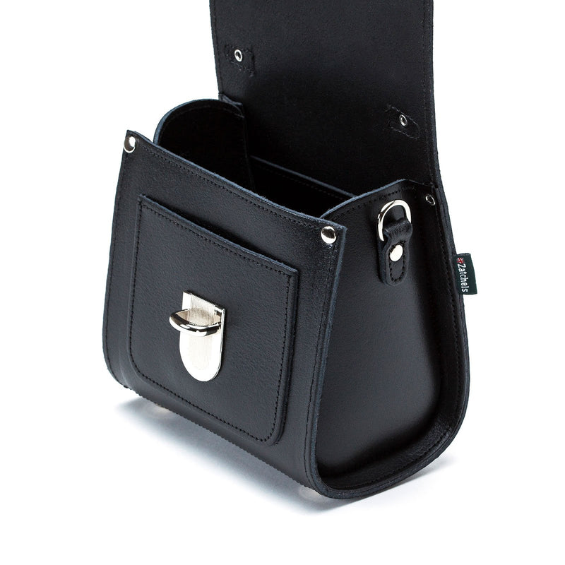 Leather Sugarcube Handbag - Black - Plus Size - In Stock & Ready to Ship